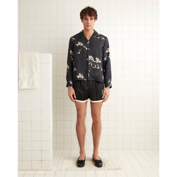 BODE Football Silhouette Long Sleeve Shirt Men's Graphic Print Linen L 283792 - Picture 2 of 7